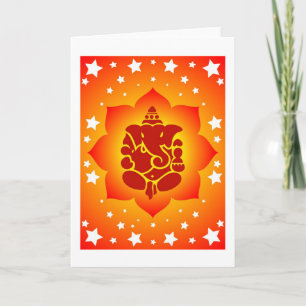 Lord Ganesha On Lotus Design Card