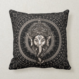 Lord Ganesha - Sepia Black Cushion