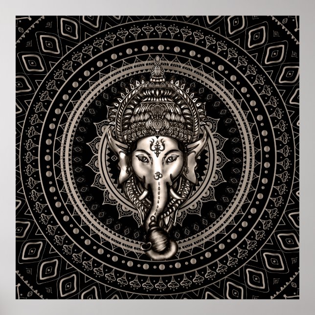 Lord Ganesha - Sepia Black Poster (Front)
