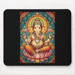 Lord Ganesha Stained Gl Hindu God Hinduism Mouse Pad