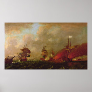 Lord Howe and the Comte d'Estaing off Rhode Poster