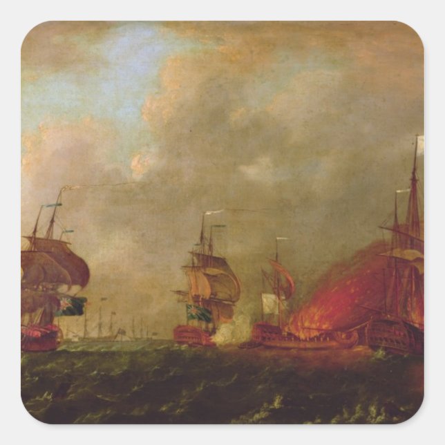 Lord Howe and the Comte d'Estaing off Rhode Square Sticker (Front)