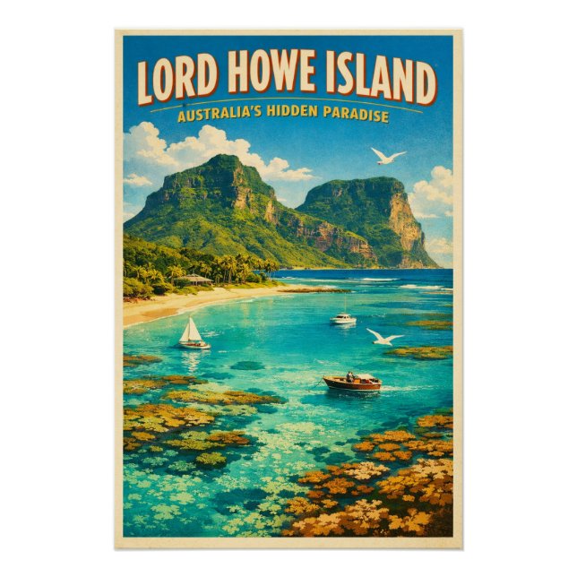 Lord Howe Island, Australia, in a classic retro Poster (Front)
