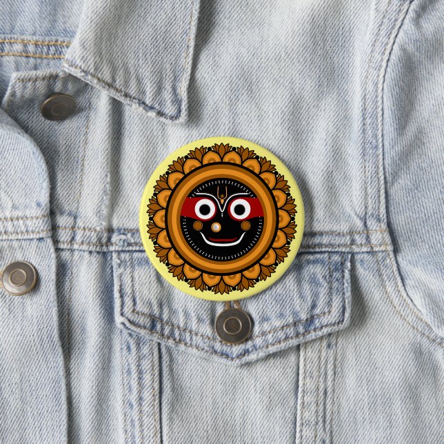 Lord Jagannath Devotional - Hare Krishna 7.5 Cm Round Badge (In Situ)