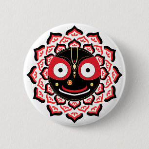 Lord Jagannath Face Chakra Hindu Deity 6 Cm Round Badge
