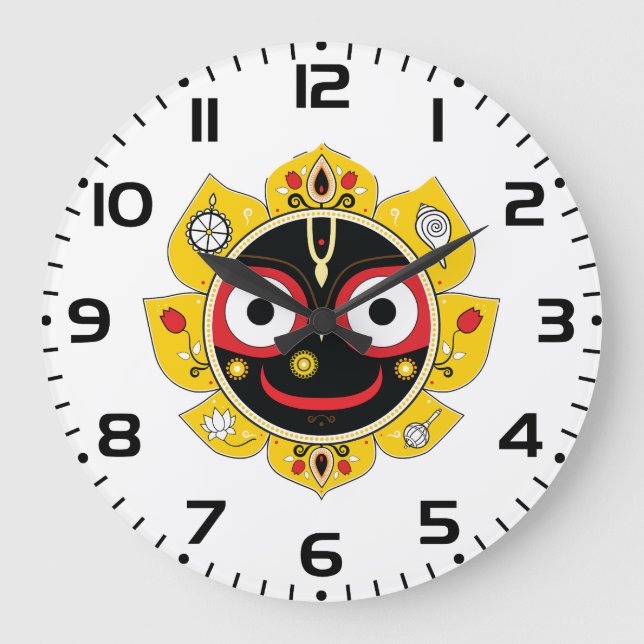 Lord Jagannath Face Hindu Deity Spiritual Large Clock (Front)