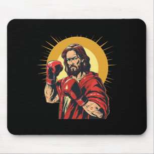 Lord Jesus And God In Boxing Ring Costume For Spor Mouse Pad