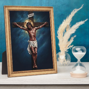 Lord Jesus Christ on the Cross Chalk Drawing BL Plaque