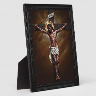 Lord Jesus Christ on the Cross Chalk Drawing BN Plaque