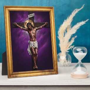 Lord Jesus Christ on the Cross Chalk Drawing PU Plaque