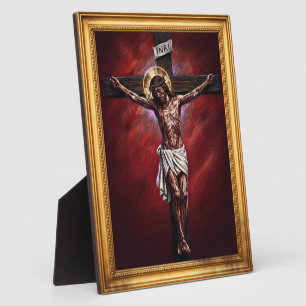 Lord Jesus Christ on the Cross Chalk Drawing RD Plaque