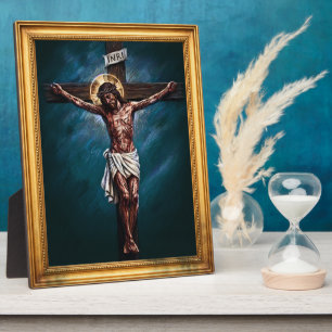 Lord Jesus Christ on the Cross Chalk Drawing TL Plaque