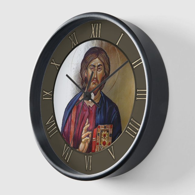 Lord Jesus Christ Pantocrator Clock (Angle)