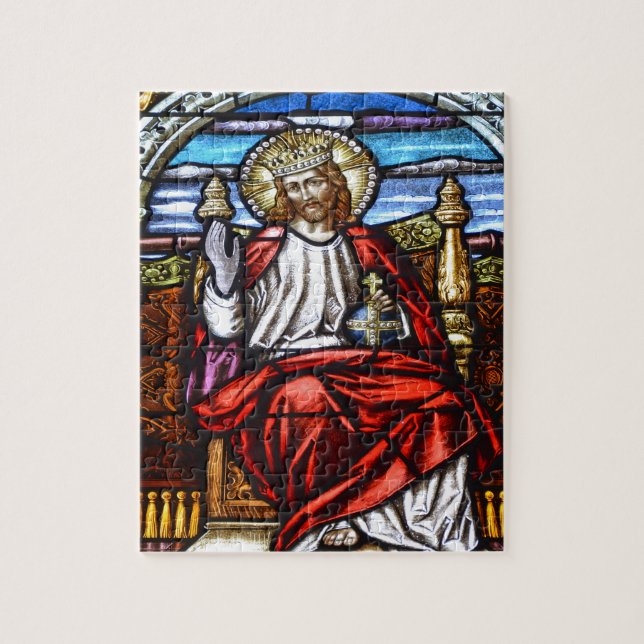 Lord Jesus on throne stained glass Jigsaw Puzzle (Vertical)