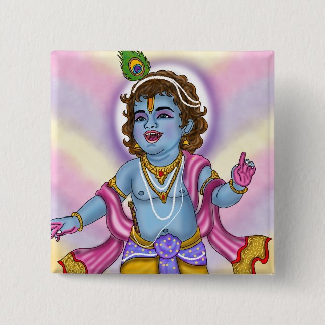 Lord Krishna Button Badge (Front)