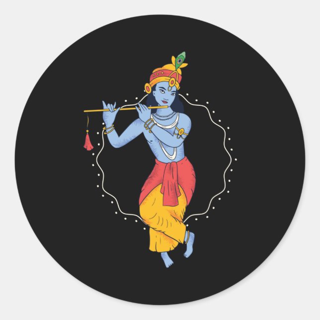 Lord Krishna Classic Round Sticker (Front)