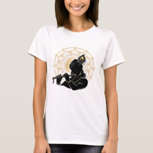 Lord Krishna Flute Silhouette Mandala T-Shirt