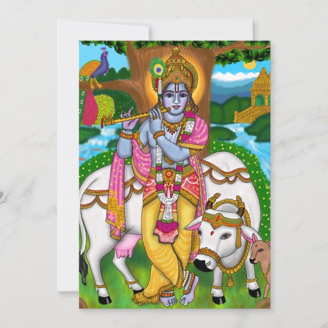 Lord Krishna Greeting Card (Front)