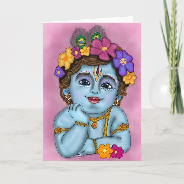 Lord Krishna Greeting Card (Front)