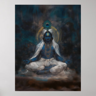 Lord Krishna in Meditation Poster