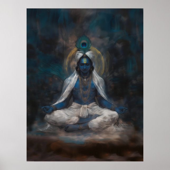 Lord Krishna in Meditation Poster (Front)