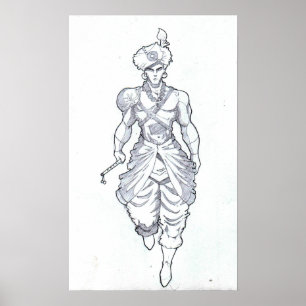 Lord Krishna Sketch Poster