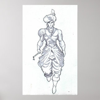 Lord Krishna Sketch Poster