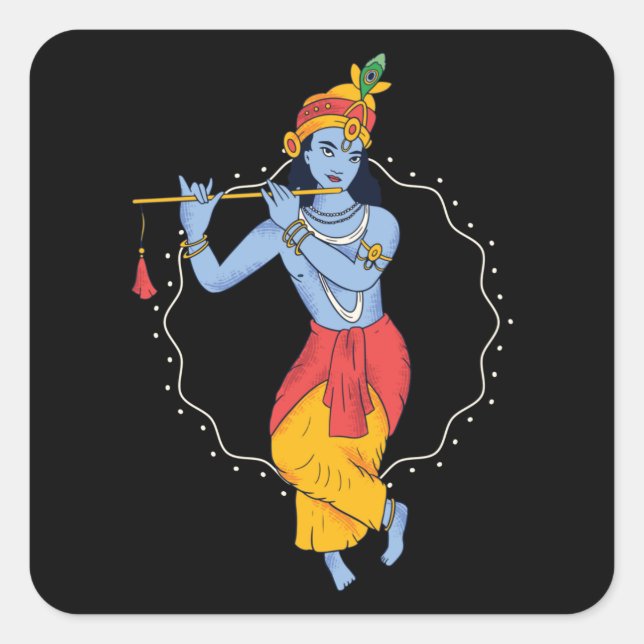 Lord Krishna Square Sticker (Front)