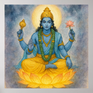 Lord Narayan   Preserver of the Universe & Divine Poster