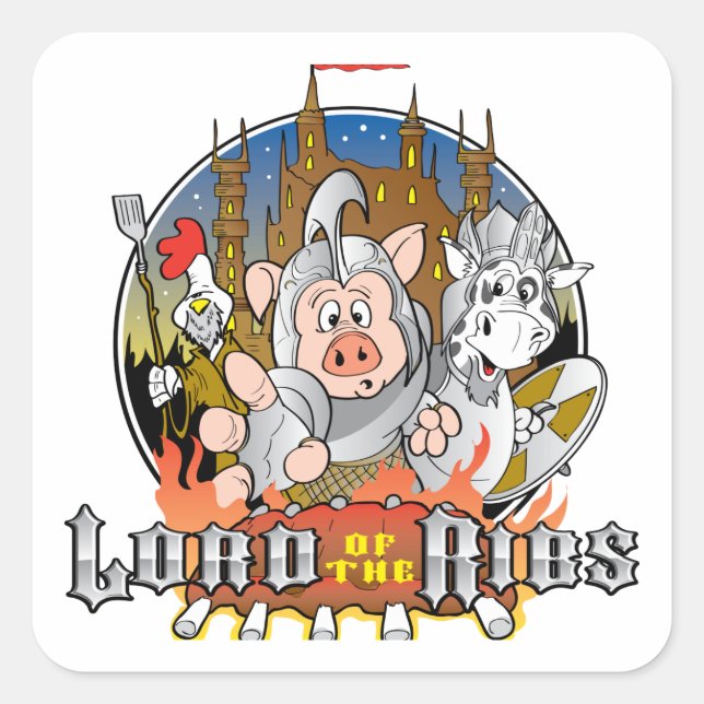 LORD OF THE RIBS BBQ SQUARE STICKER (Front)