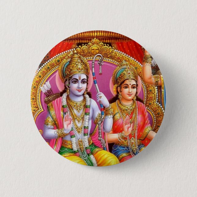 Lord Rama 6 Cm Round Badge (Front)