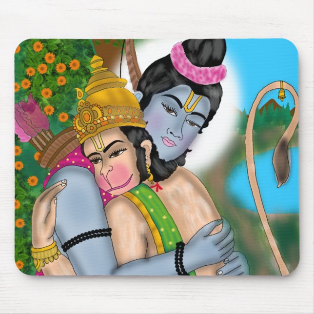 Lord Rama & Hanuman  Mouse Pad (Front)