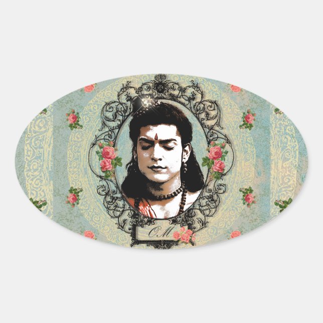 Lord Rama Indian Bollywood Yoga Meditation God Oval Sticker (Front)