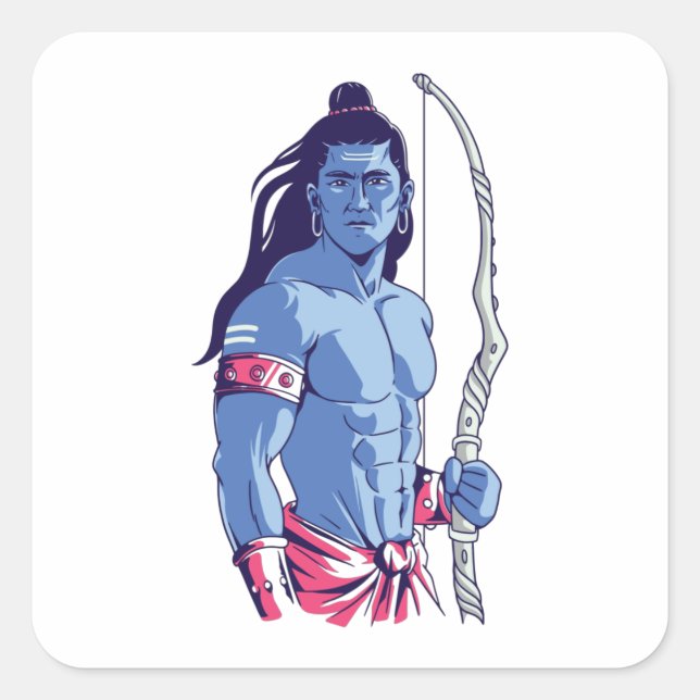 Lord Rama Square Sticker (Front)