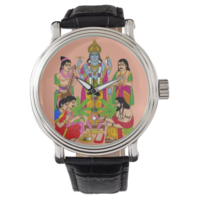 Lord Satyanarayan Wall Clock Watch (Front)