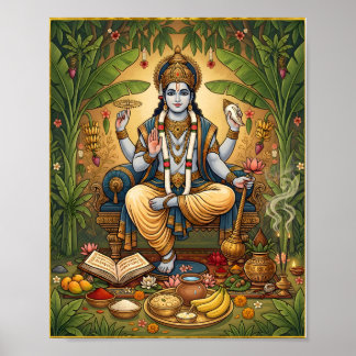Lord Satyanarayana Hindu Devotional Wall Poster