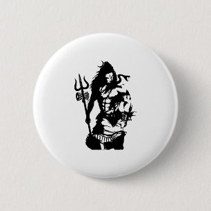 Lord Shiva Art Angry Trishul 6 Cm Round Badge