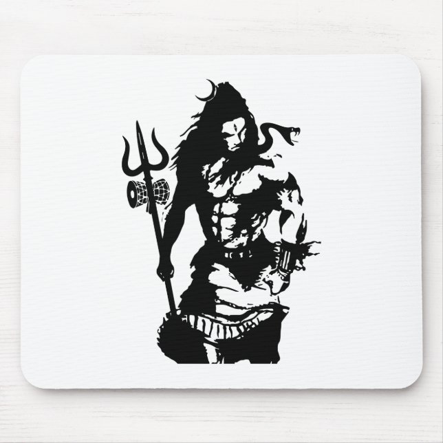 Lord Shiva Art Angry Trishul Mouse Pad (Front)
