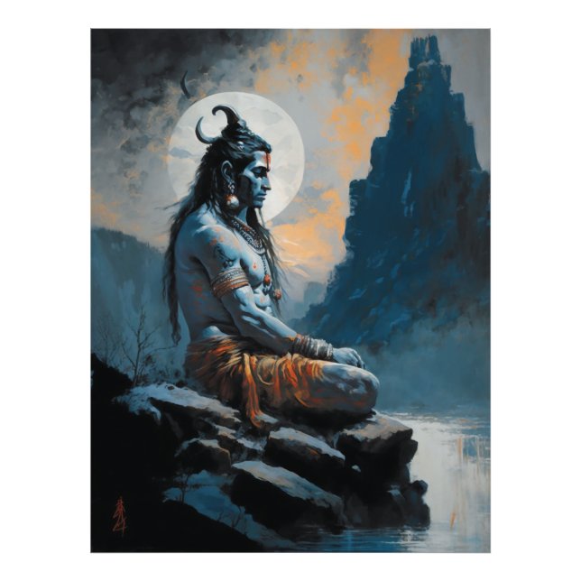 Lord shiva meditating, housewarming, gift, idea photo print (Front)