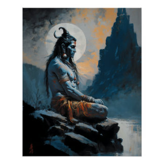 Lord shiva meditating, housewarming, gift, idea poster