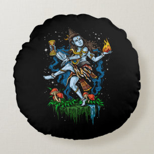 Lord Shiva Nataraja Dancing Hindu God Round Cushion