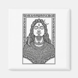 Lord Shiva Traditional Indian Mehendi And Mandala  Magnet