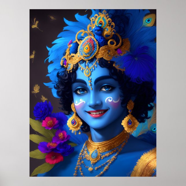 Lord Shri Krishna Hindu Deity AI Generated Poster (Front)