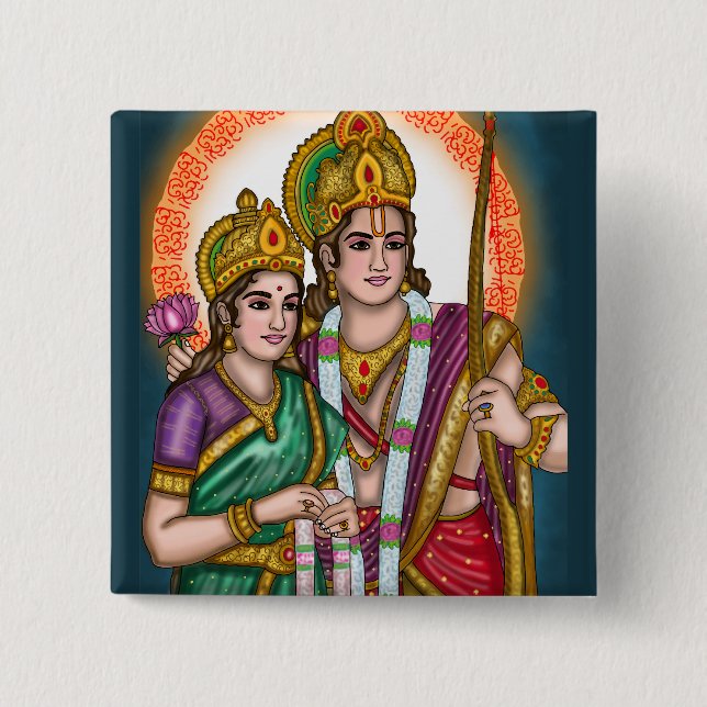 Lord Sita Ram Retro Vintage Button (Front)