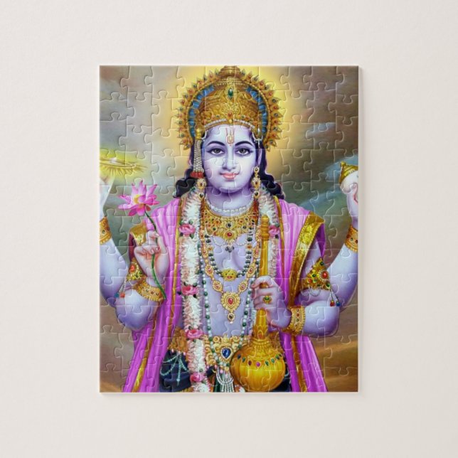 Lord Vishnu Floral Fine Art Jigsaw Puzzle (Vertical)