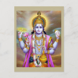 Lord Vishnu Floral Fine Art Postcard