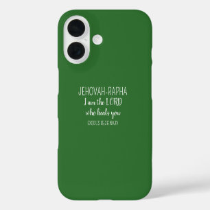 Lord Who Heals Dark Green Simple Christian iPhone 16 Case
