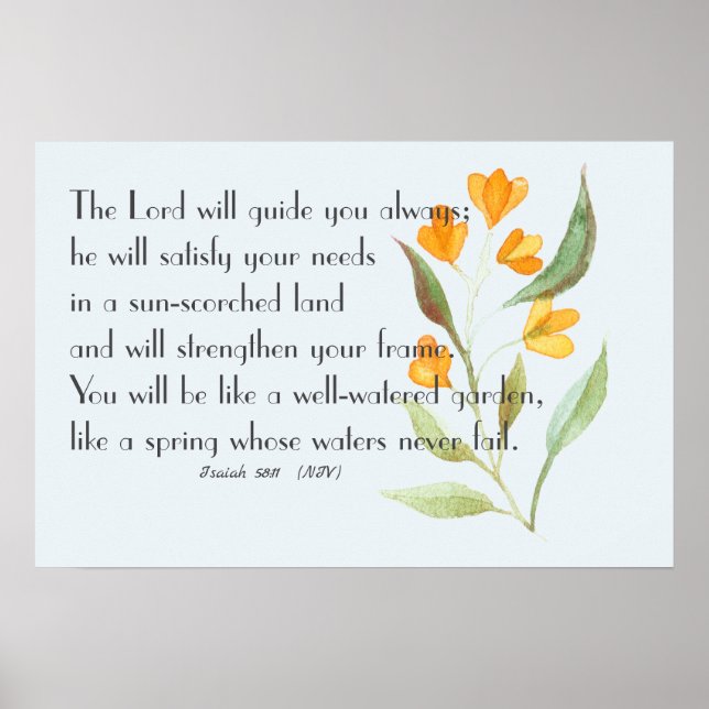Lord Will Guide You Bible Verse Poster (Front)