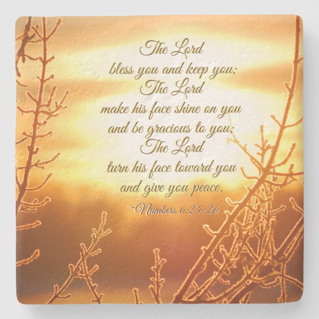 Lord's Blessing Numbers 6:24-26 Bible Verse Stone Coaster (Front)
