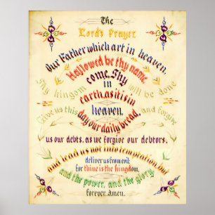 Lord's Prayer Calligraphy 1889 Poster